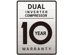 Biểu trưng LG DUAL Inverter Compressor bảo hành 10 năm