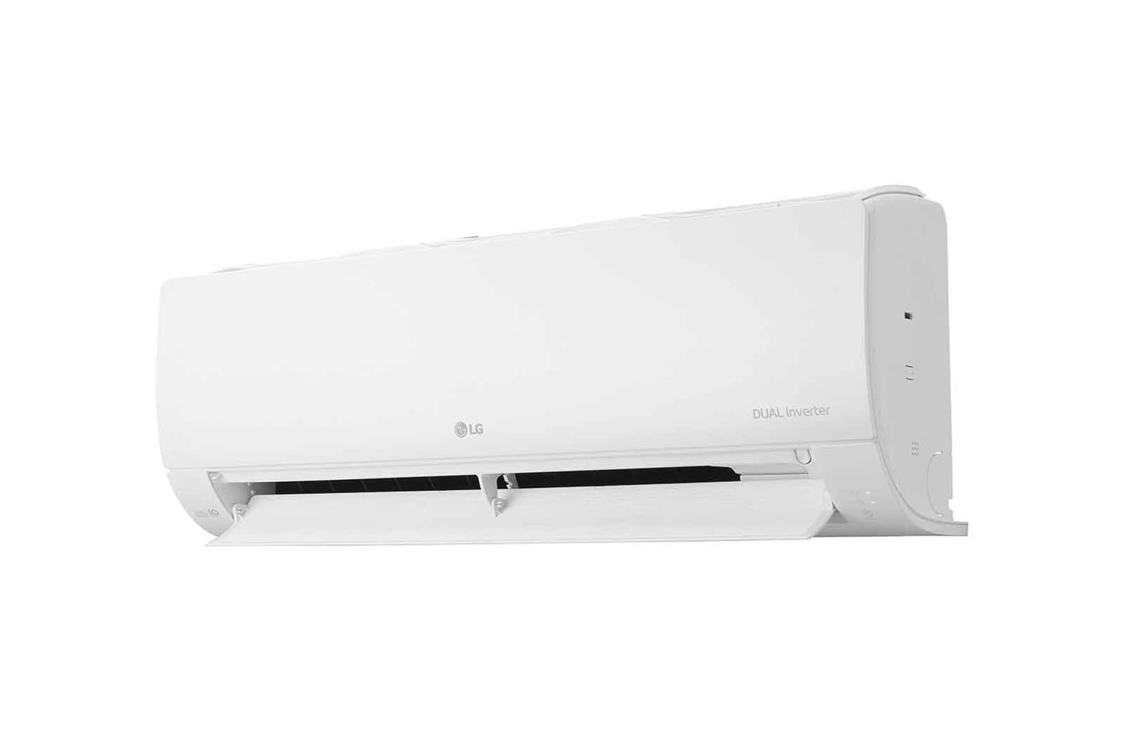 Máy lạnh LG IEC09M1 nhìn chéo bên phải với cánh hướng gió hạ