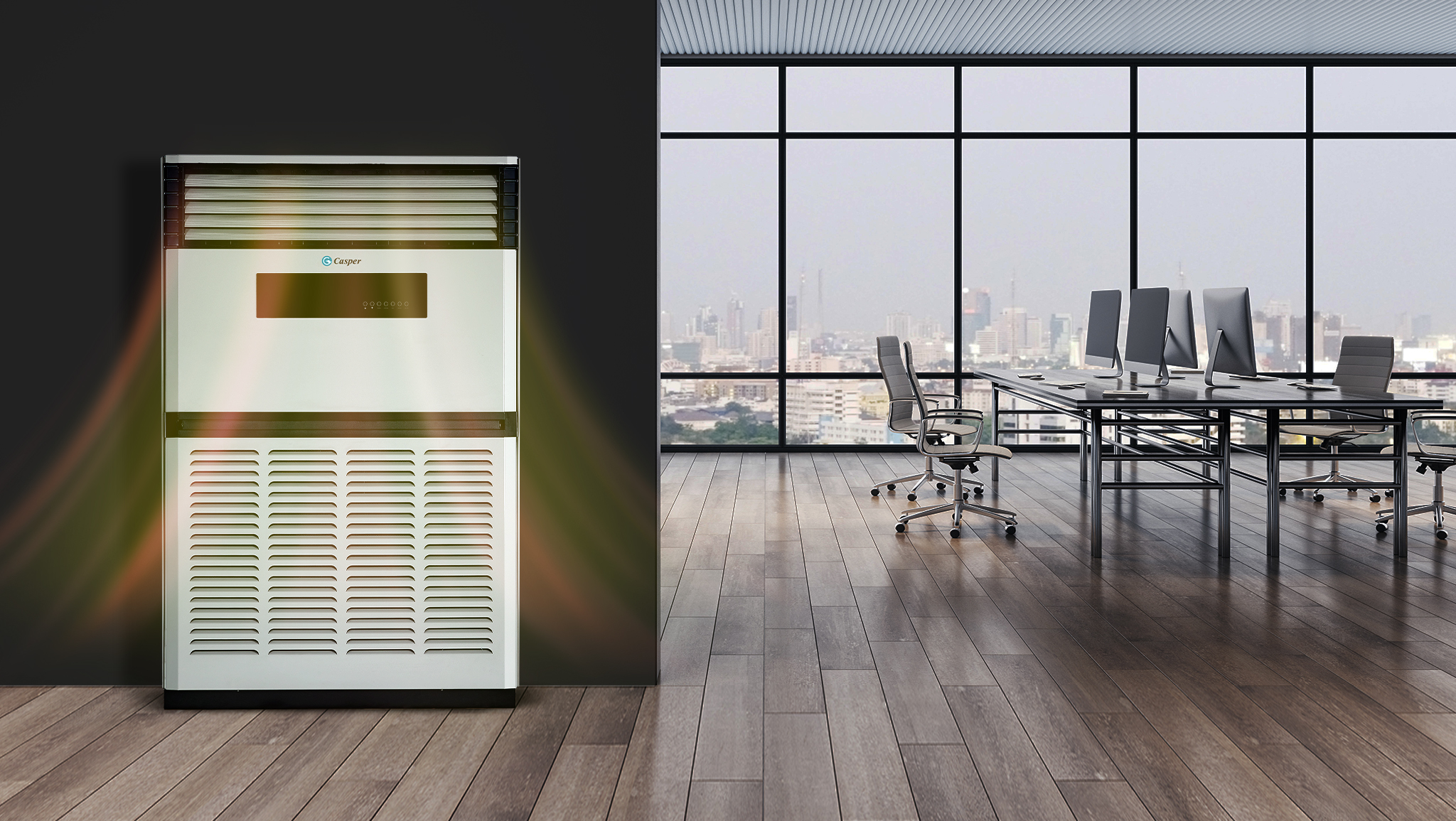 Minh họa làm lạnh 28 kw và sưởi ấm 31 kw của Casper FH-100FS33