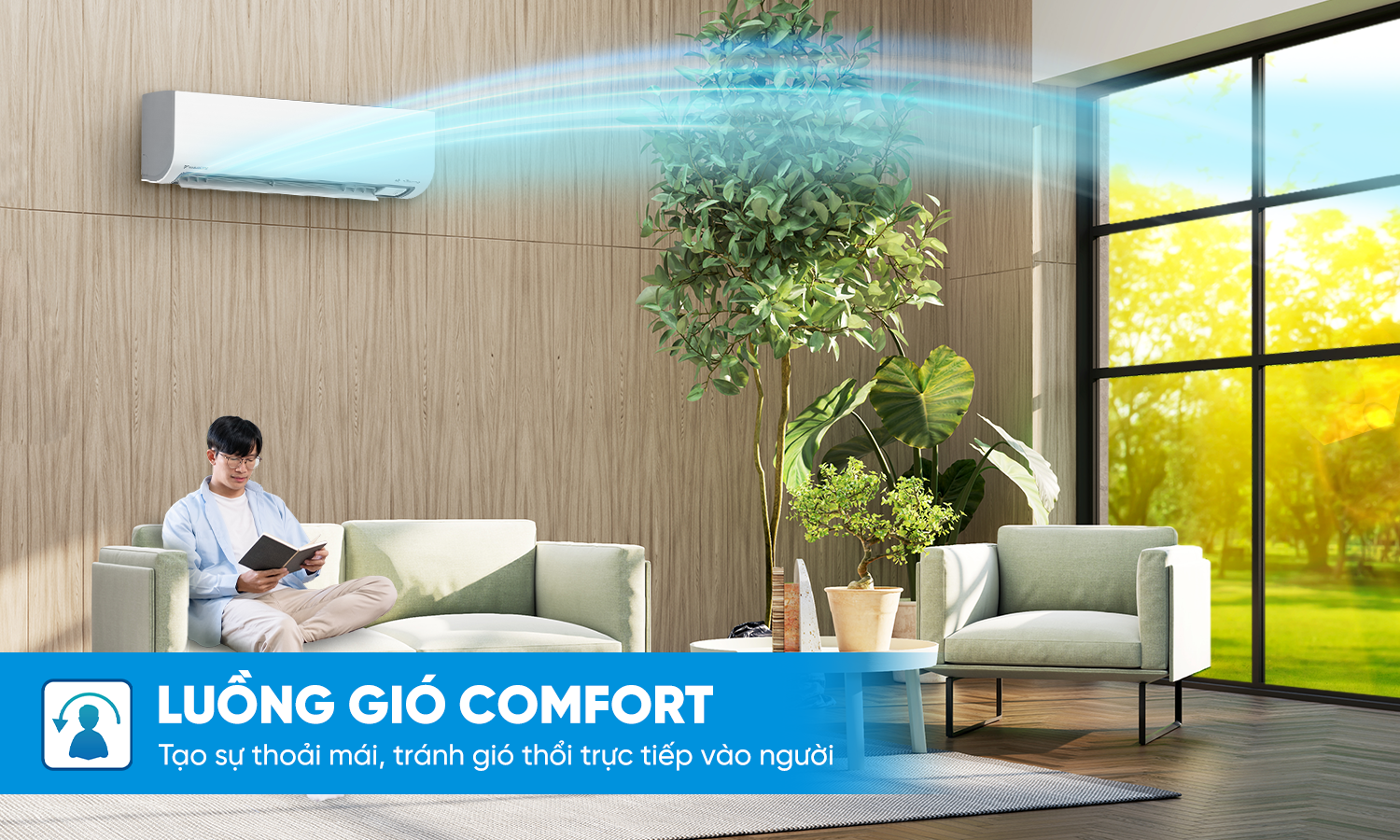 Minh họa D-Mobile, luồng gió 3D và Comfort trên dòng máy lạnh Daikin FTKF-Z