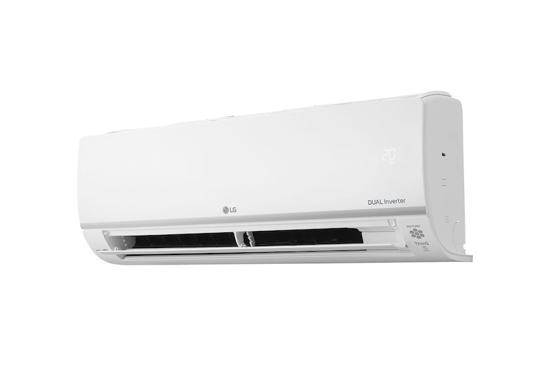 Máy lạnh LG V10API1 nhìn chéo phía phải, cửa gió mở rộng