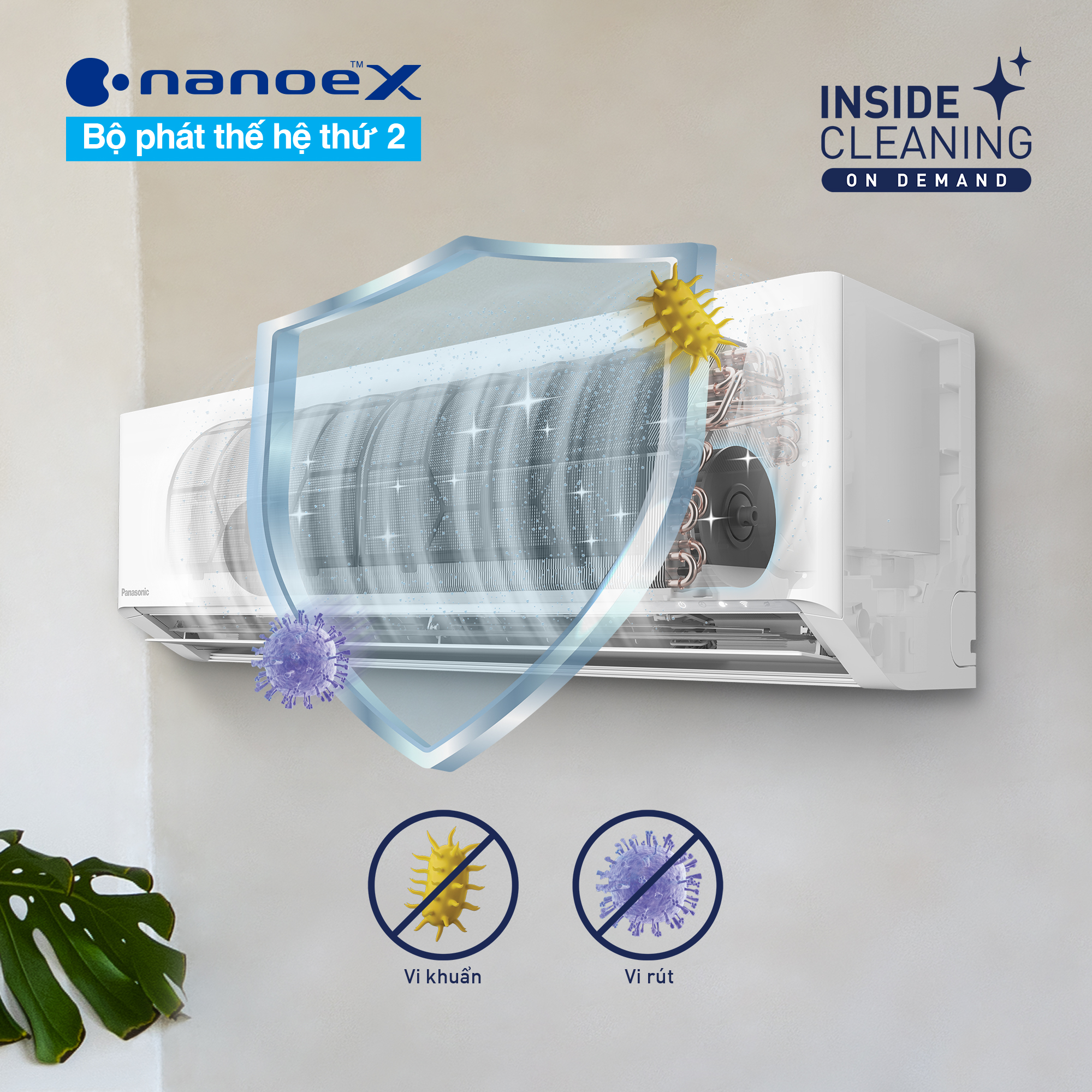 Làm khô dàn lạnh và kích hoạt nanoe™ X theo nhu cầu trên máy lạnh Panasonic U18BKH-8