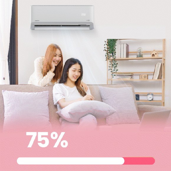 Minh họa lựa chọn mức công suất với gear trên trang máy lạnh Comfee CFS-18VDGF-V