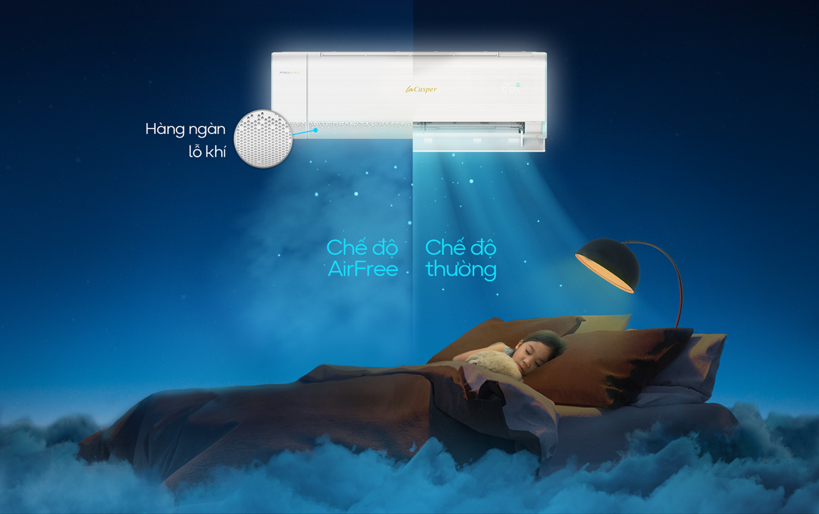 AirFree khuếch tán gió qua cửa AirMesh – Casper XH-09IF35