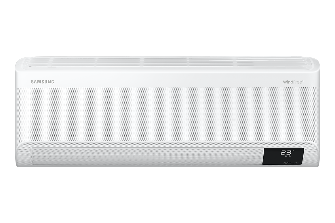 Mặt trước dàn lạnh màu trắng, cánh gió đóng Samsung F-AR13CYHAA
