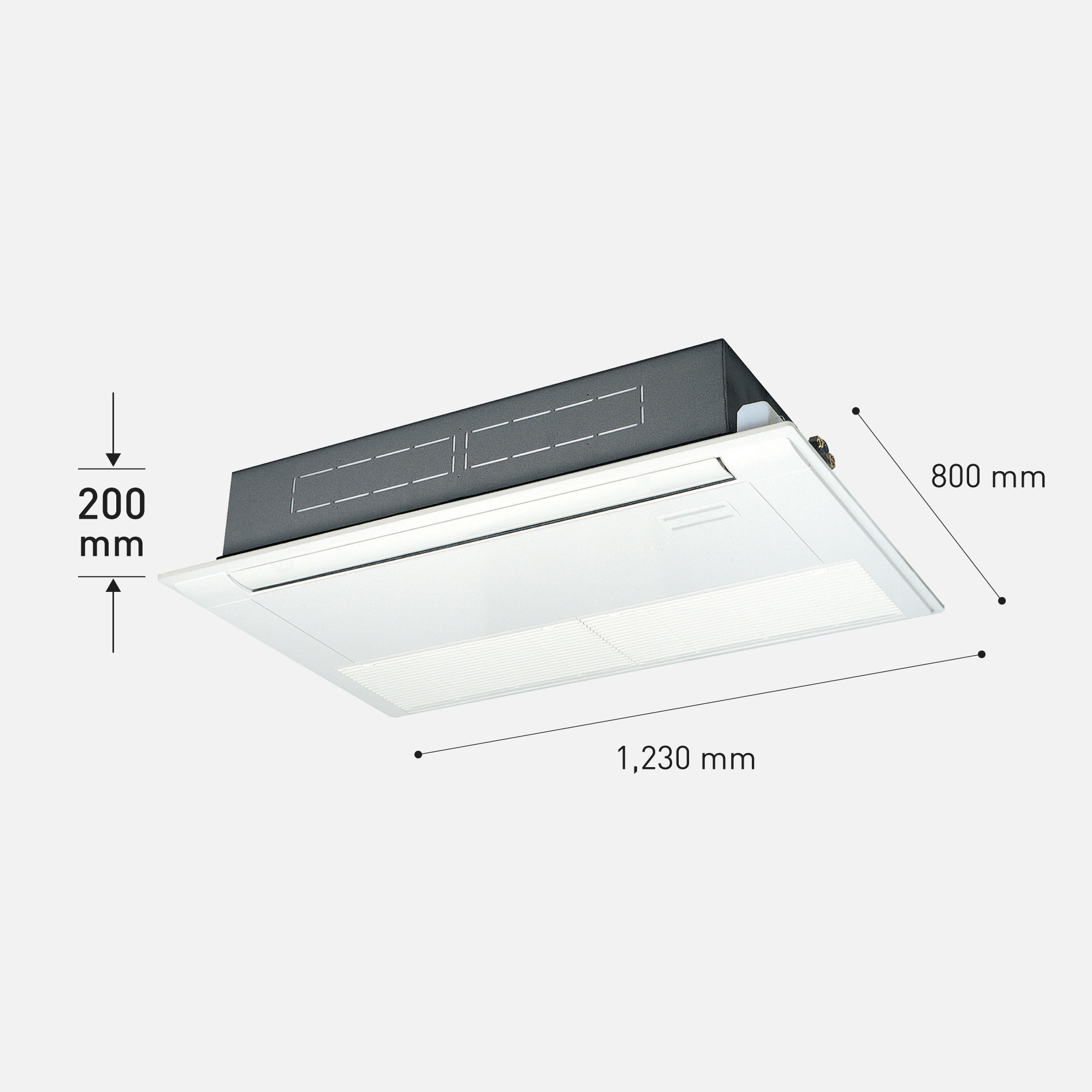 Thân máy cao 200 mm cho bố trí âm trần