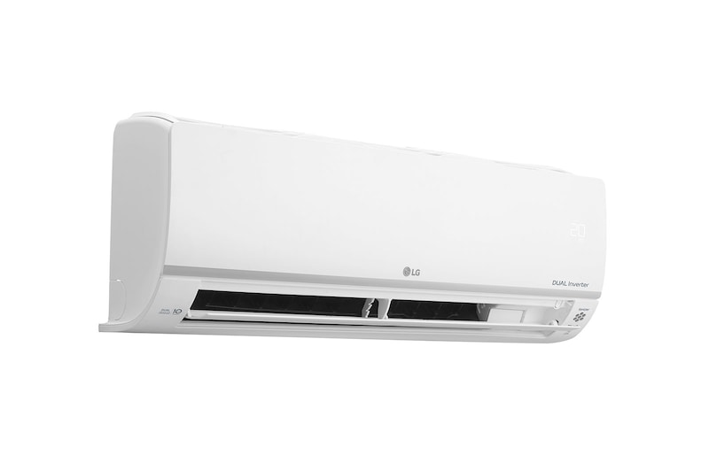Máy lạnh LG V10API1 nhìn chéo phía trái, cửa gió mở rộng