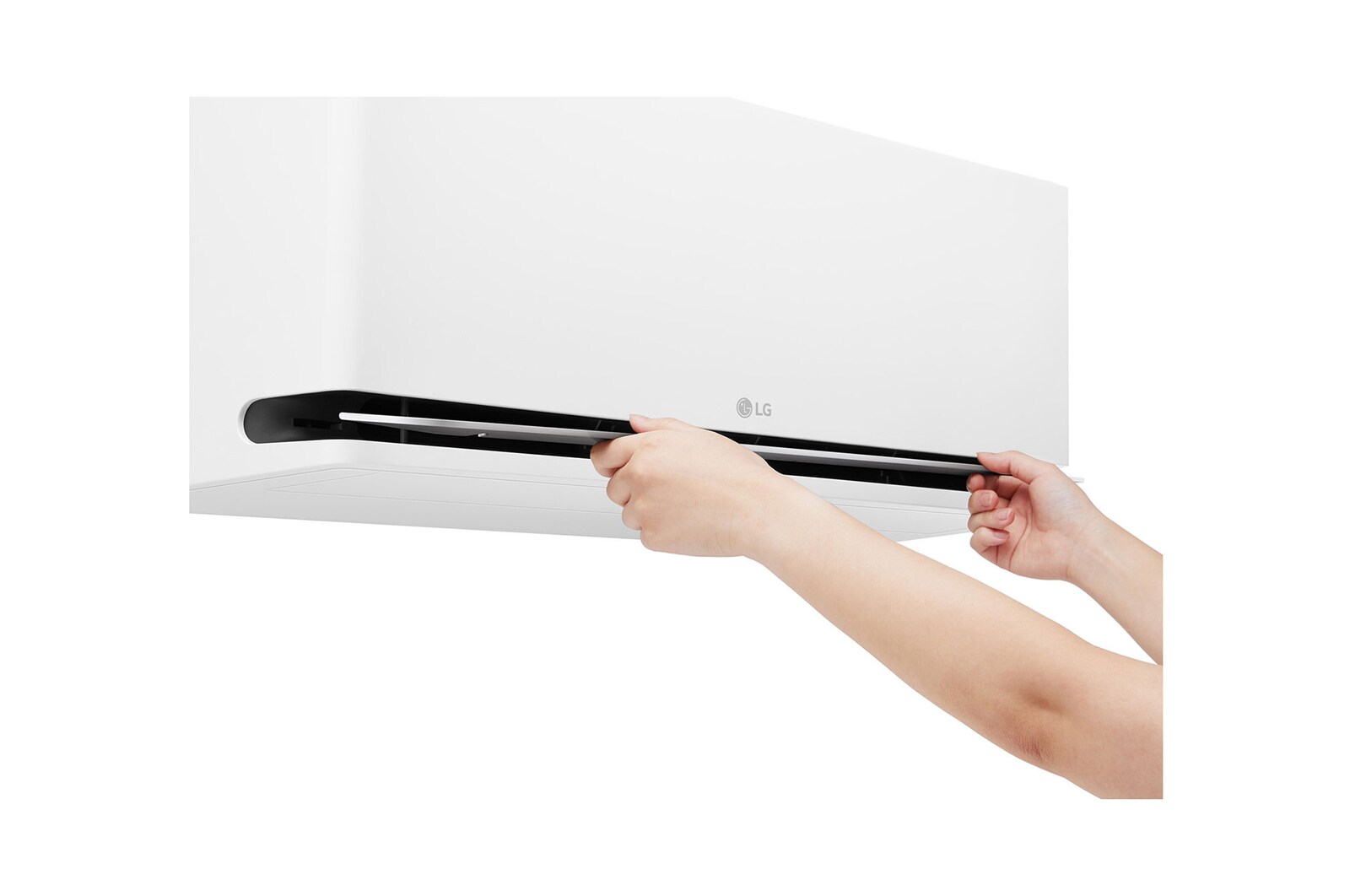 Hình thao tác trên cửa gió phía trước của máy lạnh LG IPC09M1