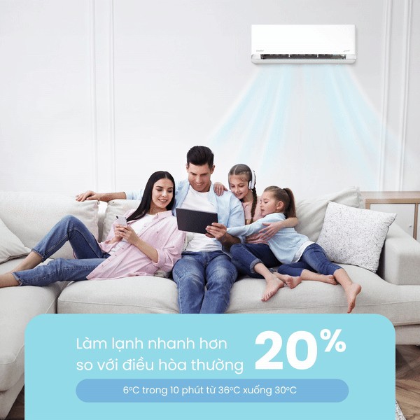 Minh họa tăng tốc làm mát khi cần trên trang máy lạnh Comfee CFS-10VCB1
