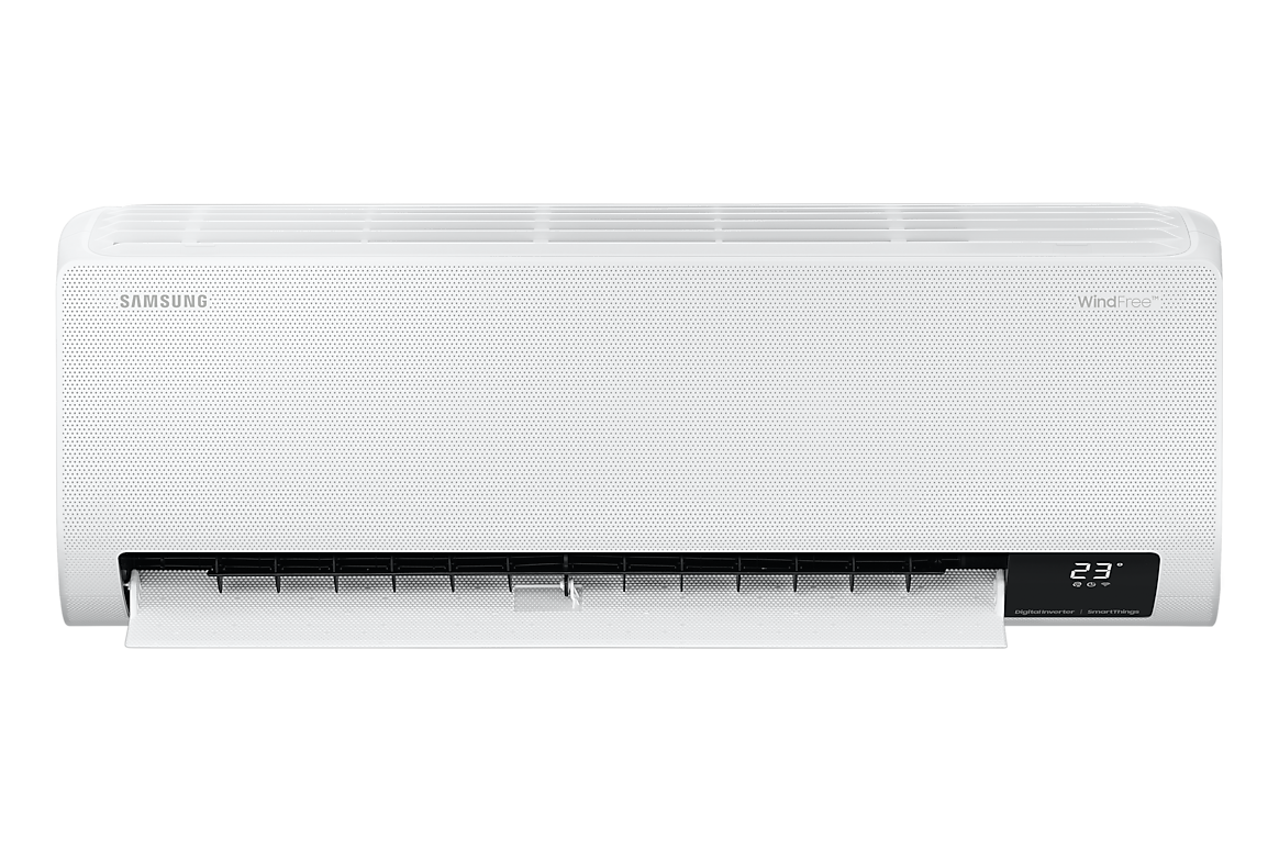 Mặt trước dàn lạnh màu trắng, cánh gió mở Samsung F-AR10CYECA-4G