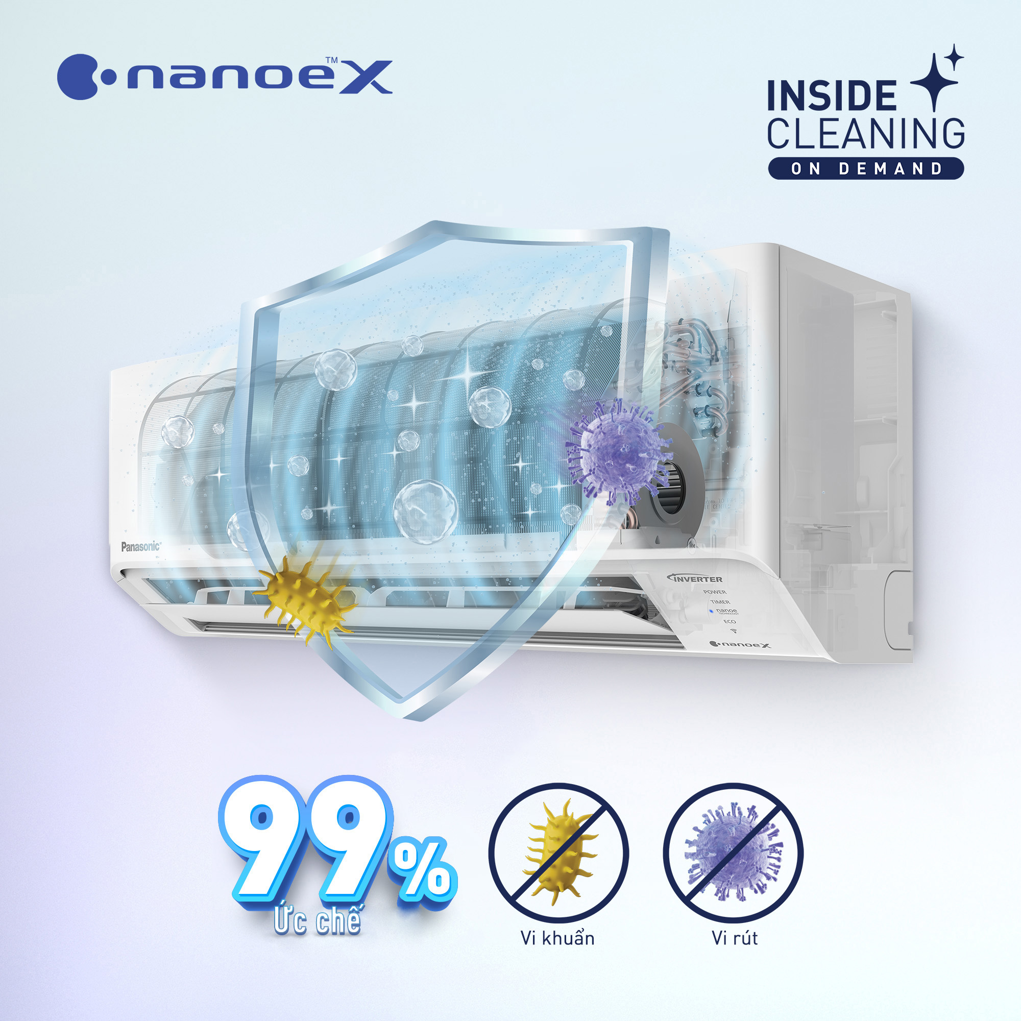 Chủ động làm khô và xử lý bên trong dàn lạnh trên máy lạnh Panasonic LU18AKH-8