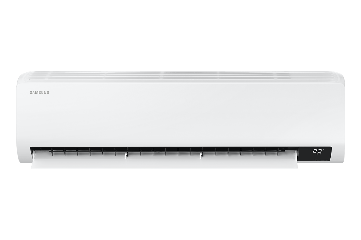 Mặt trước dàn lạnh màu trắng, cánh gió mở Samsung F-AR18ASHZAW21