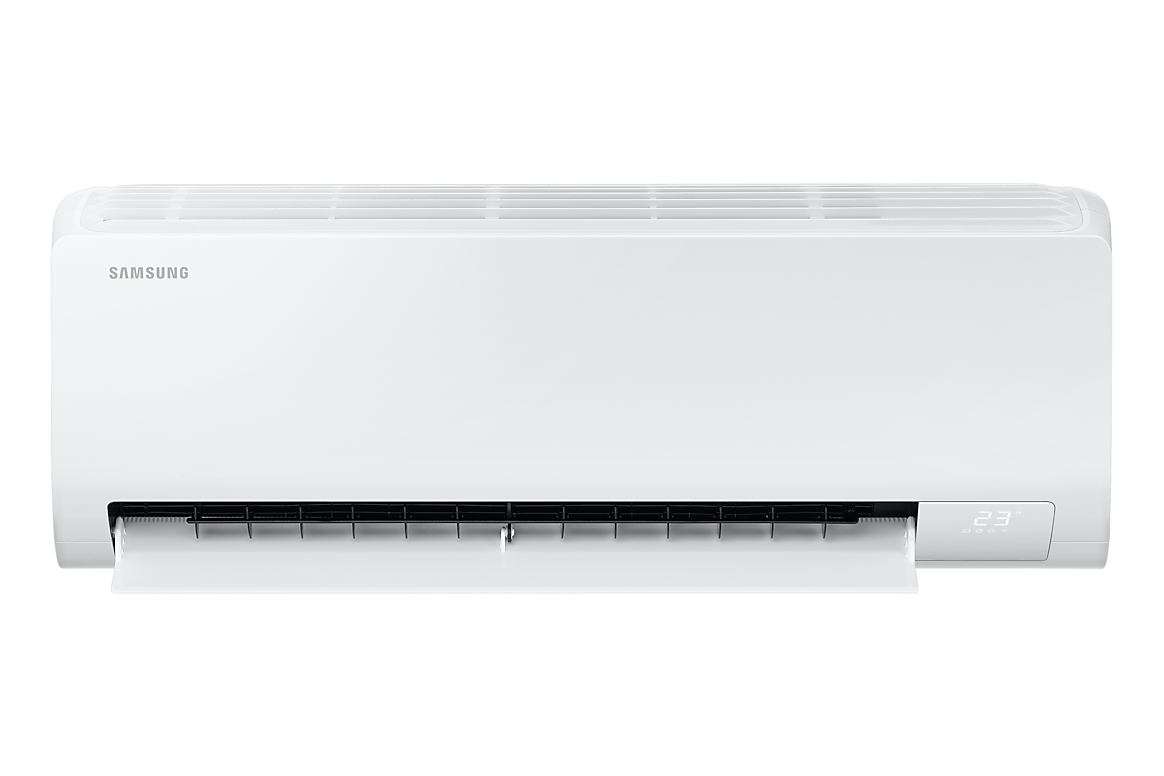 Mặt trước dàn lạnh màu trắng, cánh gió mở Samsung F-AR50H13D1BH