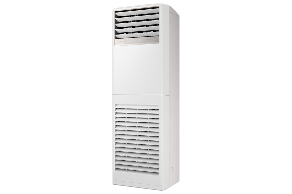 Máy lạnh tủ đứng Samsung Inverter F-AC048BNPDKC, góc nghiêng bên phải với cửa gió mở