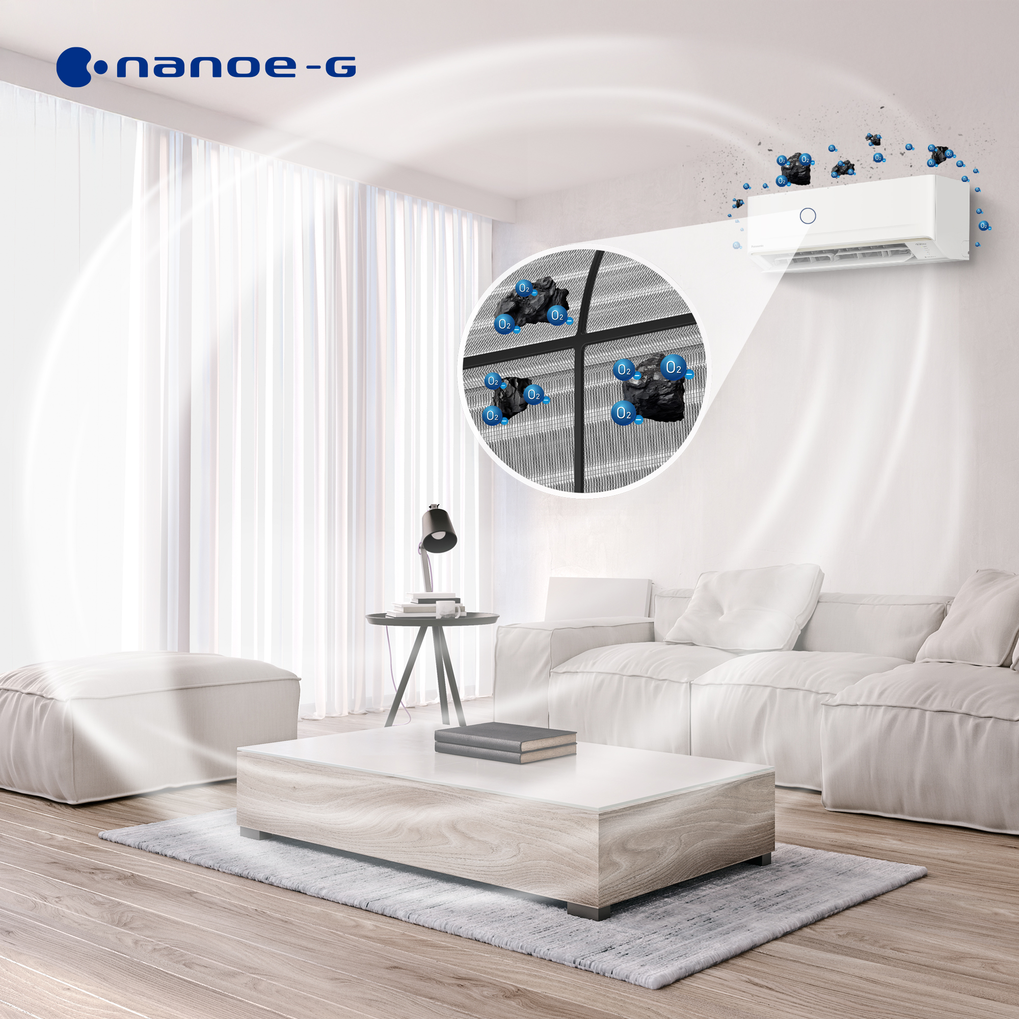 nanoe-G đưa bụi mịn về lưới lọc trên máy lạnh Panasonic PU18CKH-8D
