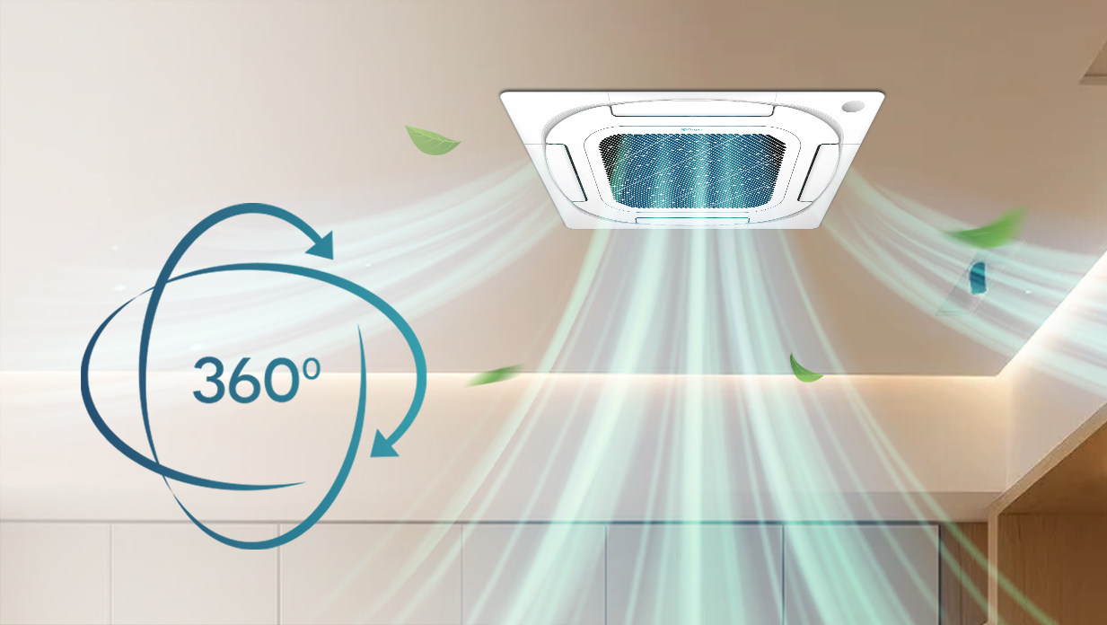 Minh họa khe cấp khí tươi kết hợp luồng gió khuếch tán 360° của Casper CC-18IS36