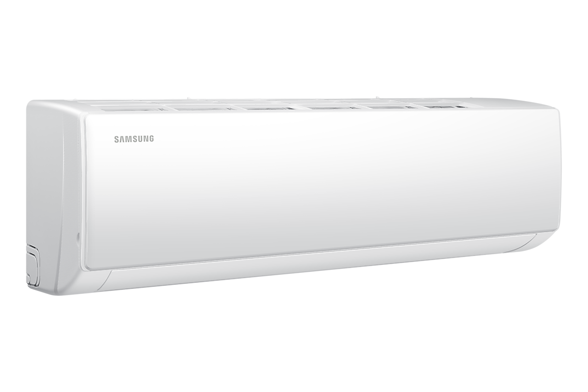 Góc nghiêng bên trái dàn lạnh màu trắng, cánh gió đóng Samsung F-AR40H12D0BT