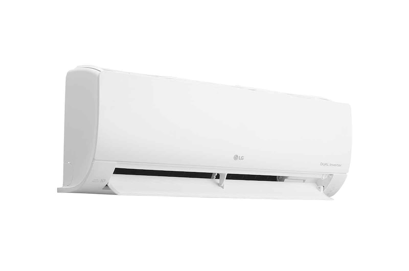 Máy lạnh LG IEC12M1 nhìn chéo bên trái với khe gió mở
