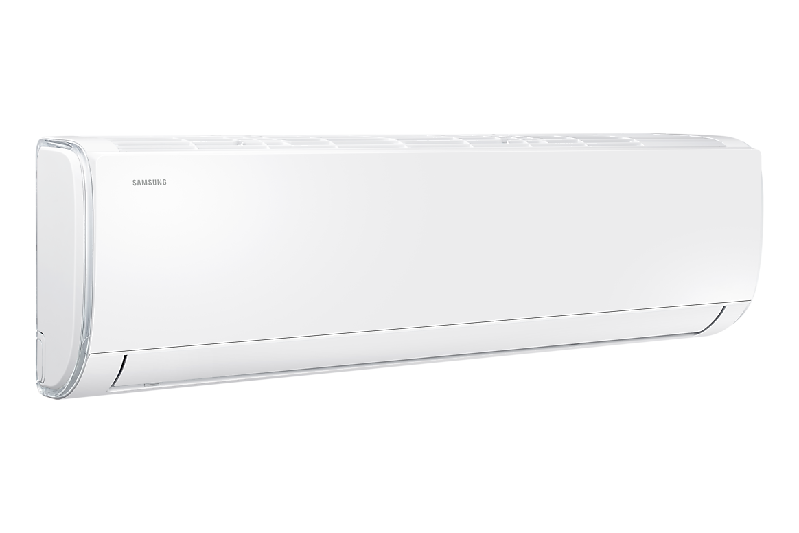 Góc nghiêng bên trái dàn lạnh màu trắng, cánh gió đóng Samsung F-AR40H18C1AM