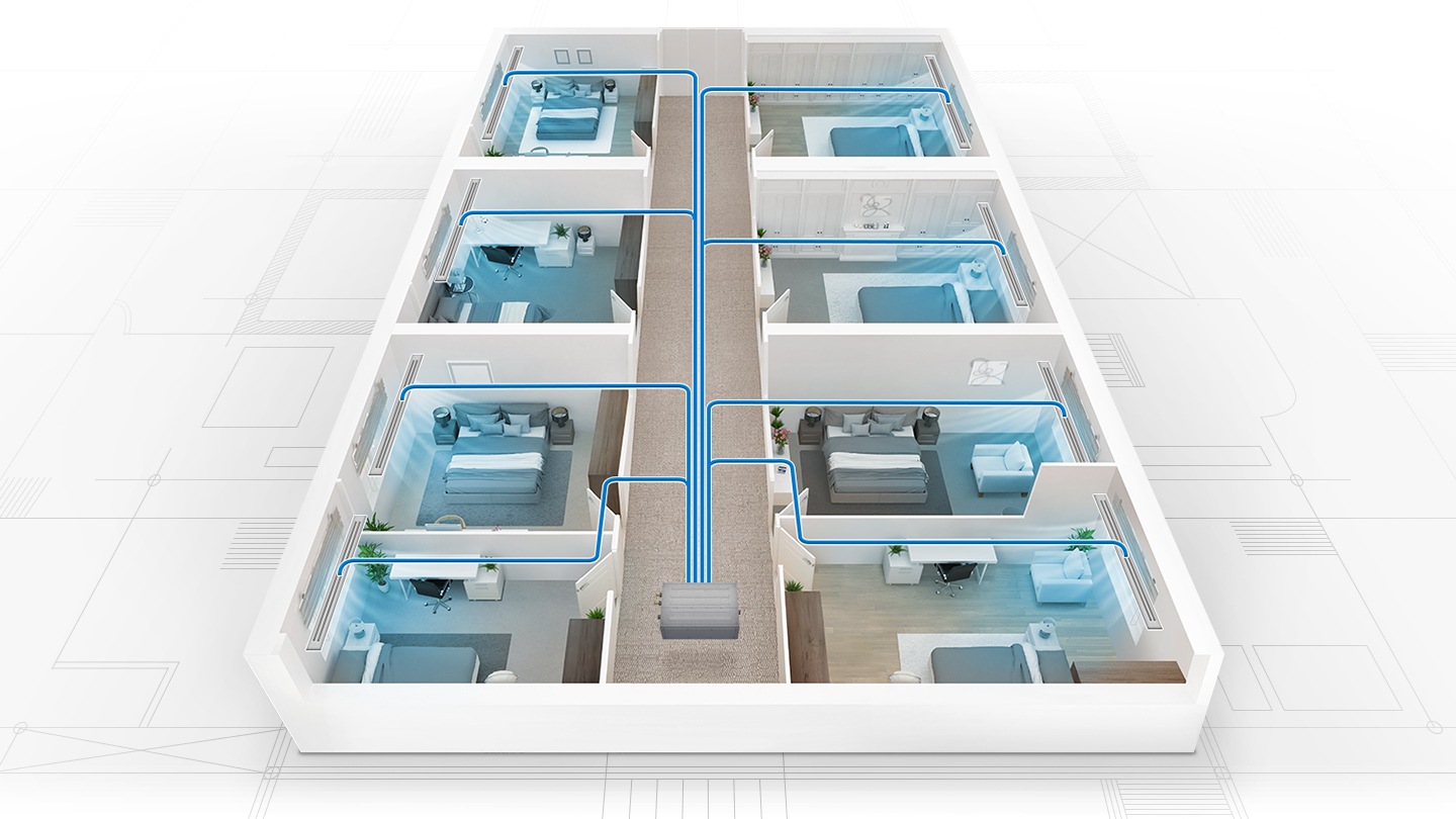 MSP Duct cho cách chia cửa gió linh hoạt - minh họa Samsung AM036KNMDEH/EU