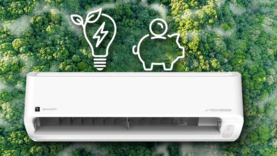 Minh họa tính năng tiết kiệm điện của Sharp AH-XP13DSW