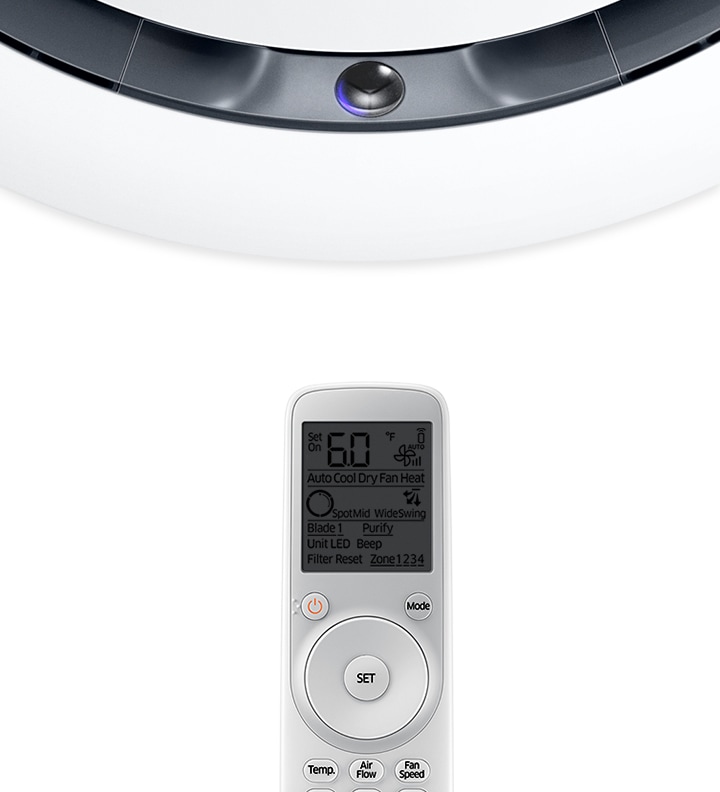 Vòng LED và điều khiển hỗ trợ theo dõi vận hành - minh họa Samsung F-AC140TN4PKC