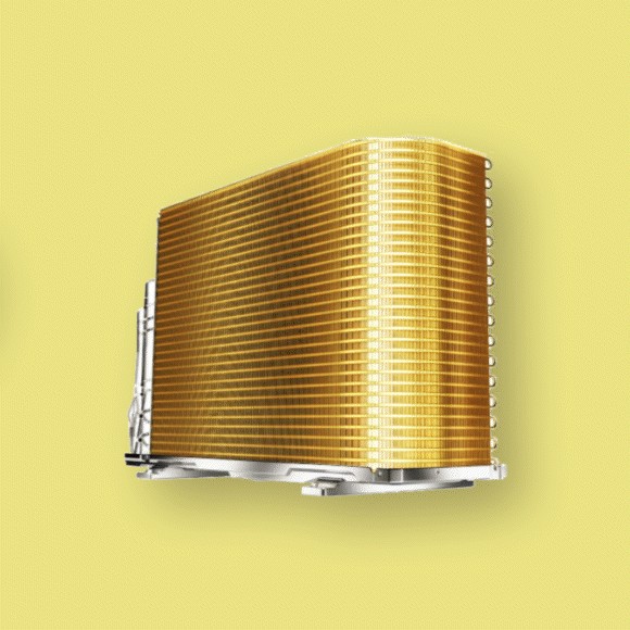 Minh họa lớp phủ golden coating bảo vệ dàn trao đổi nhiệt trên trang máy lạnh Comfee CFS-10FWFF-V
