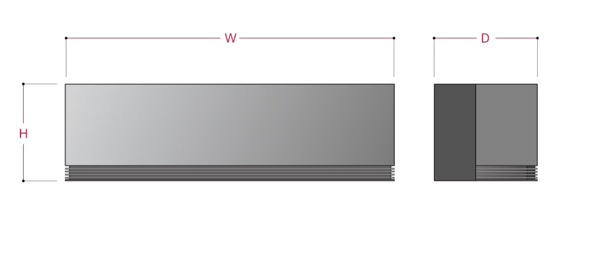 Sơ đồ kích thước và hướng đo máy lạnh LG IAC18B1