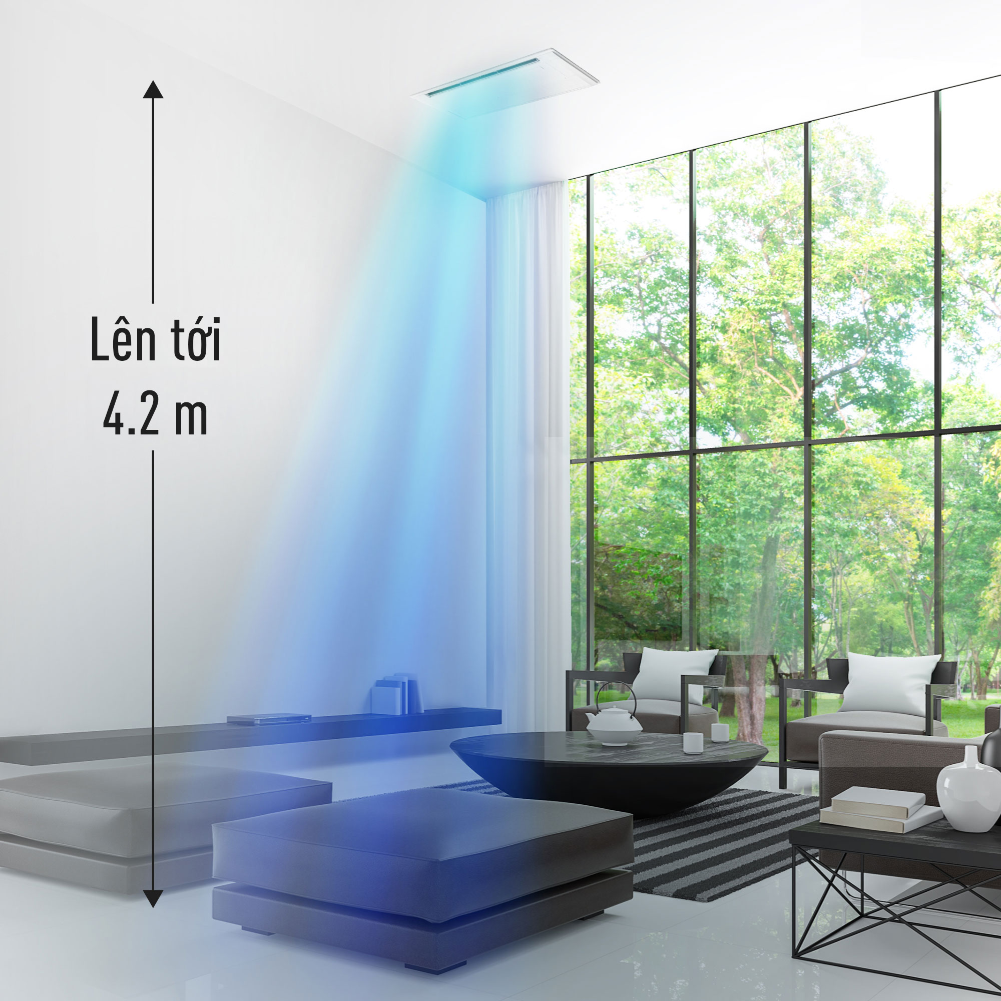 Luồng gió tập trung theo hướng bố trí