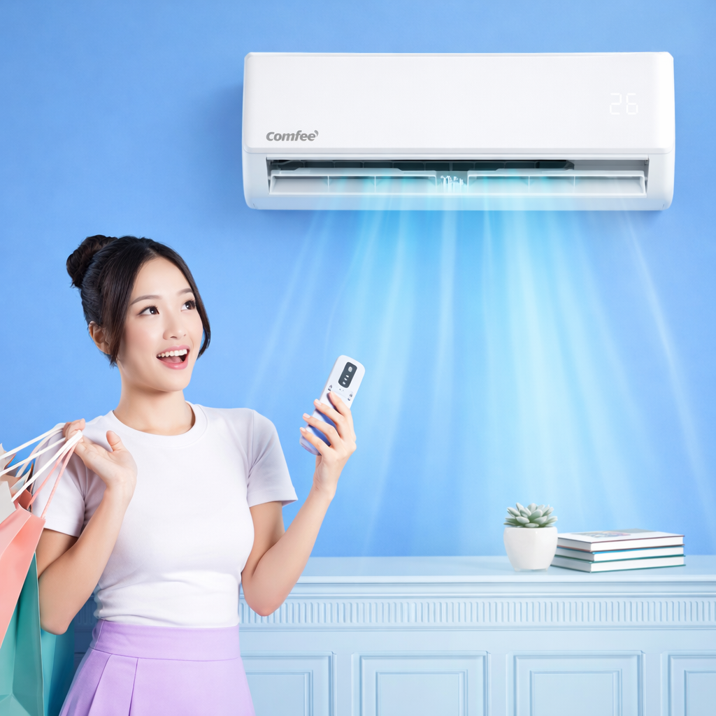 Minh họa làm mát với công nghệ fix speed trên trang máy lạnh Comfee CFS-18FGYF