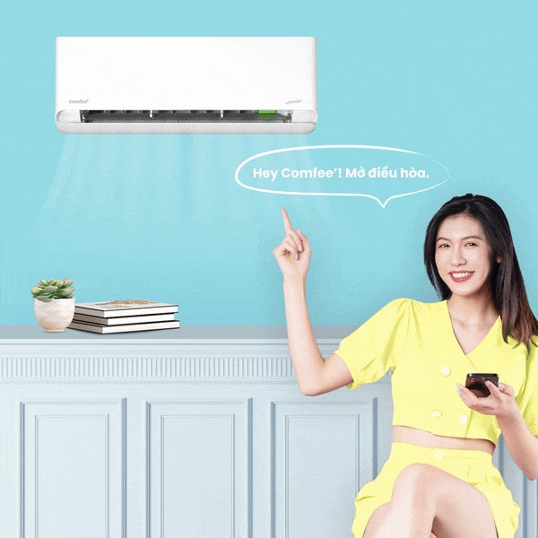 Minh họa điều khiển từ xa cùng smarthome trên trang máy lạnh Comfee CFS-10VCB1