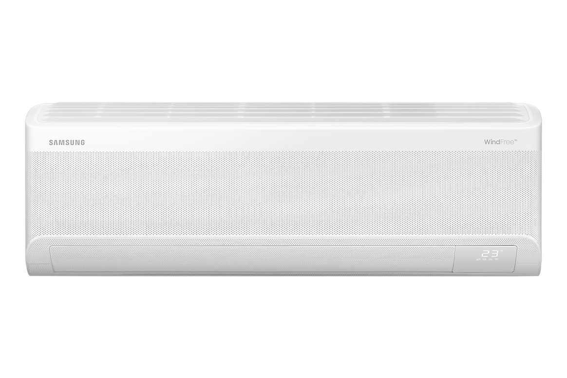Mặt trước dàn lạnh màu trắng, cánh gió đóng Samsung F-AR60H18D1MW