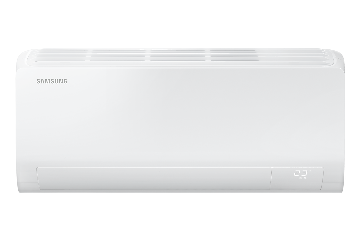 Mặt trước dàn lạnh màu trắng, cánh gió đóng Samsung F-AR10DYHZA24