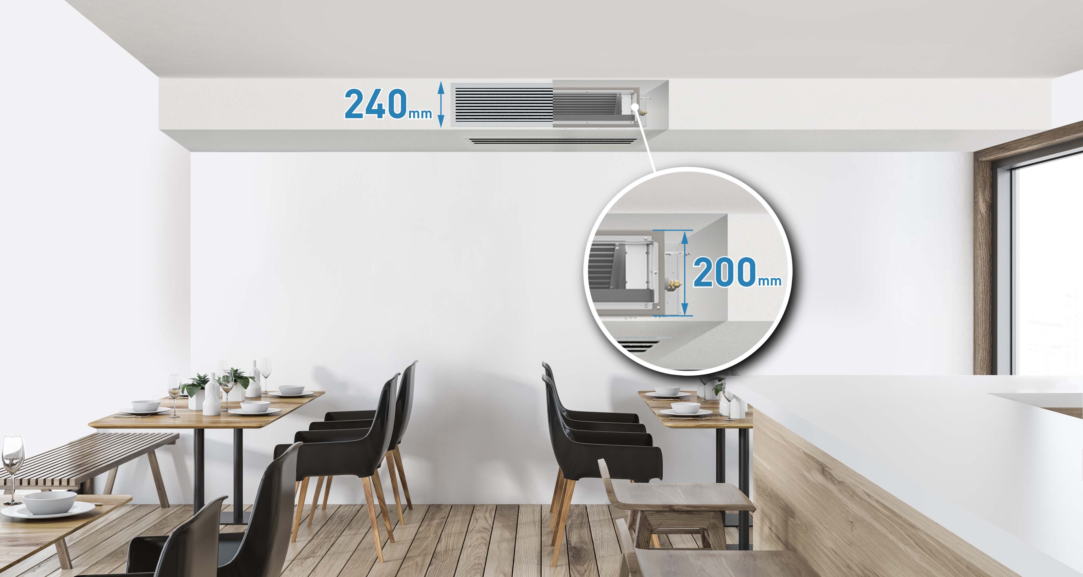 Giấu trần gọn với thân cao 200 mm