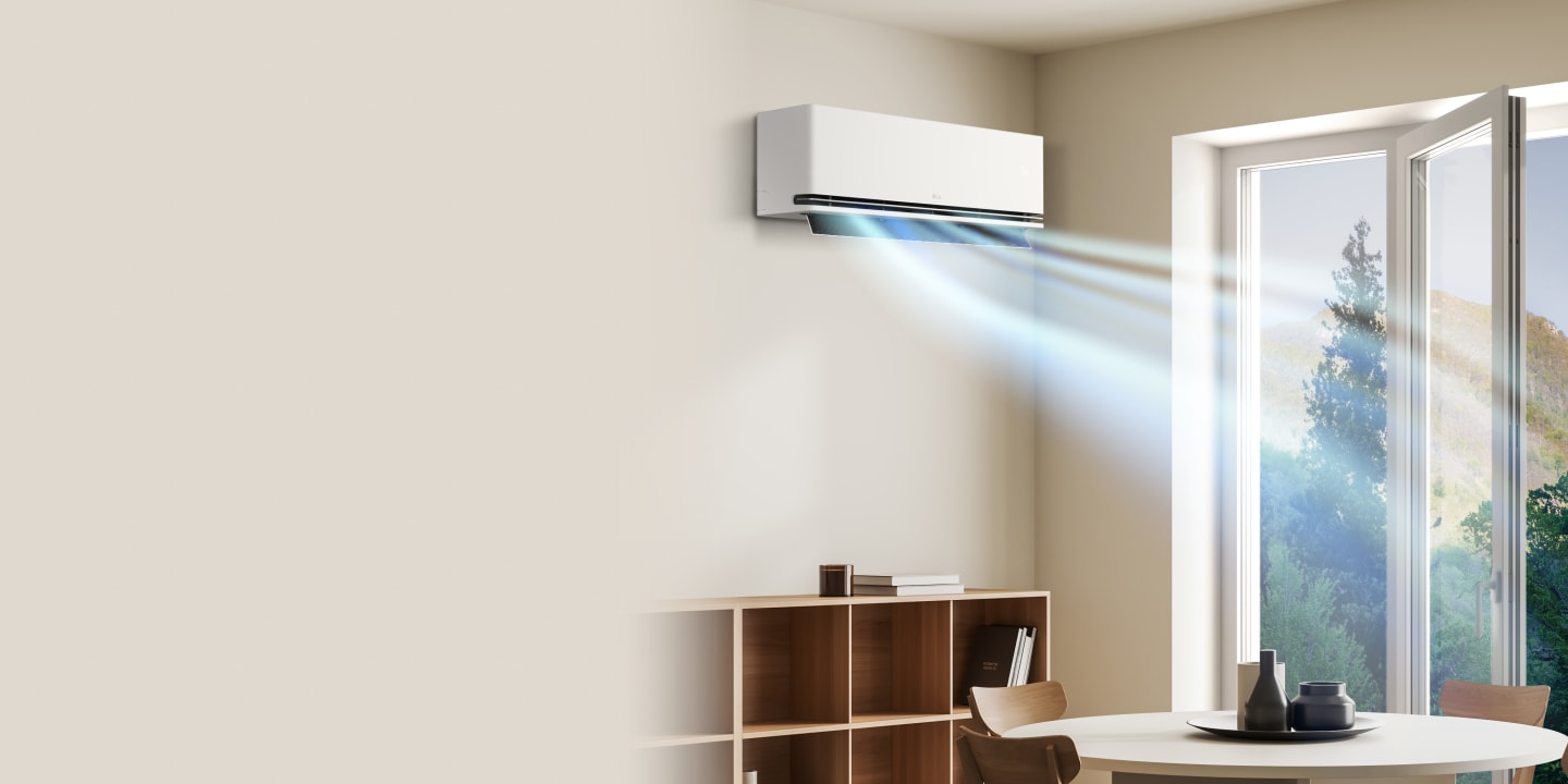 Cửa sổ mở trong phòng có máy lạnh LG