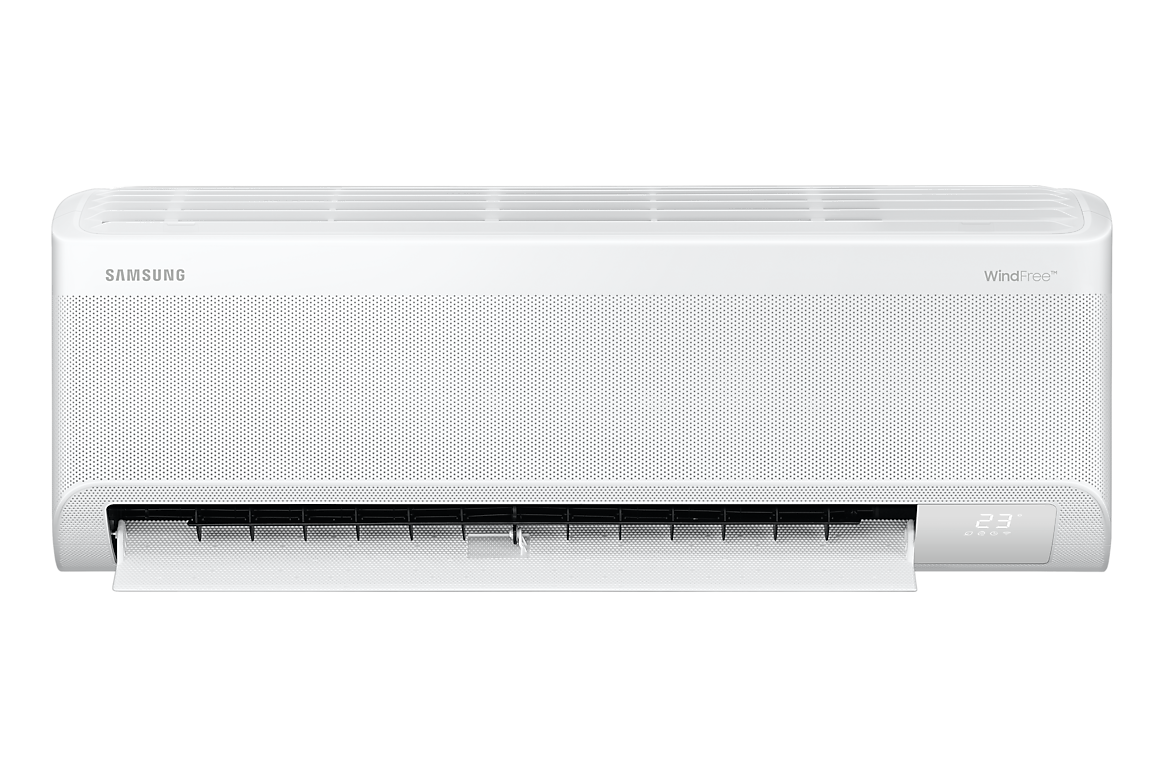 Mặt trước dàn lạnh màu trắng, cánh gió mở Samsung F-AR60H13D1MW