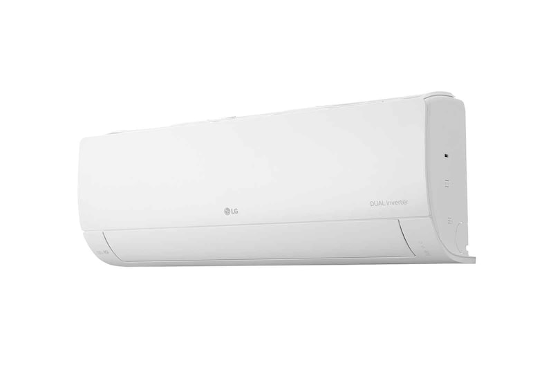 Máy lạnh LG IEC12M2 nhìn chéo từ phía bên phải, cửa gió đóng