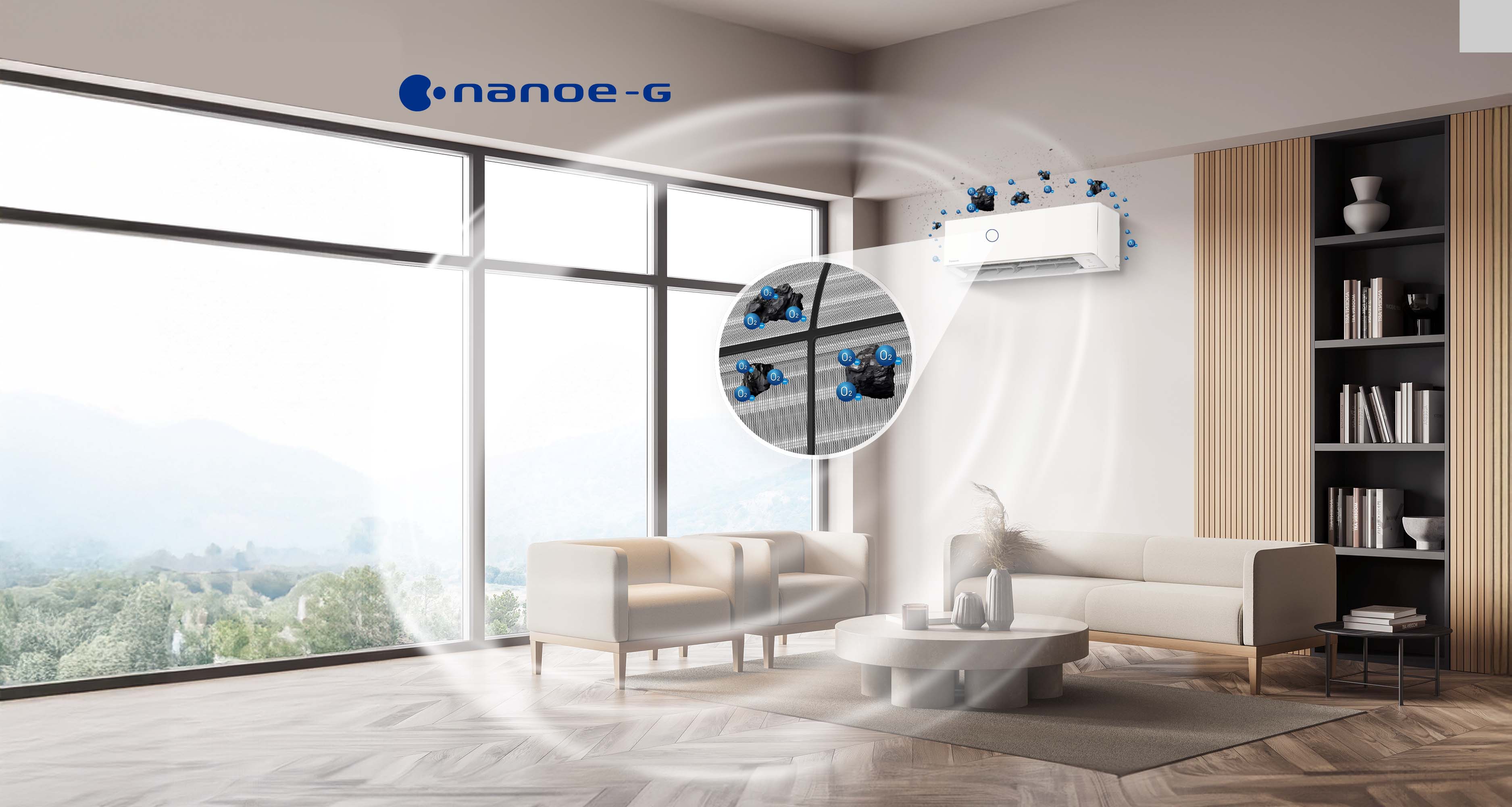 nanoe-G đưa bụi mịn về lưới lọc trên máy lạnh Panasonic N18AKH-8