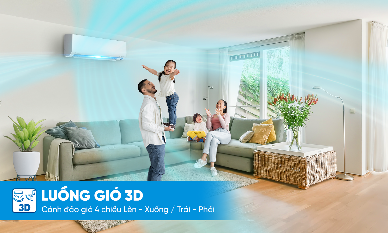 Minh họa D-Mobile, luồng gió 3D và Comfort trên dòng máy lạnh Daikin FTKF-Z