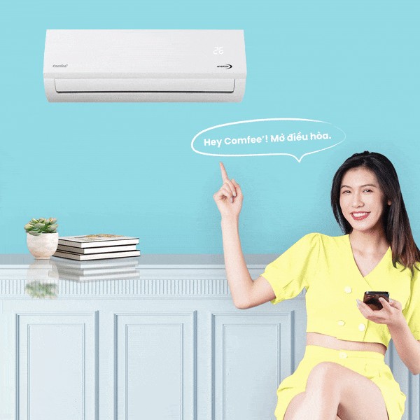 Minh họa điều khiển từ xa cùng smarthome trên trang máy lạnh Comfee CFS-28VAF