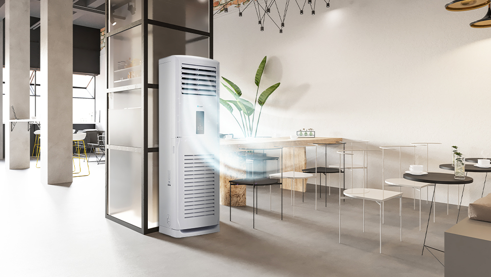 Minh họa luồng gió mạnh và đảo gió tự động ba chiều của Casper FH-100FS33