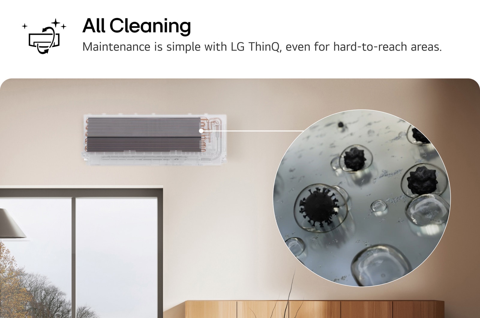 Hình minh họa chức năng làm sạch bên trong của LG IAC18B1