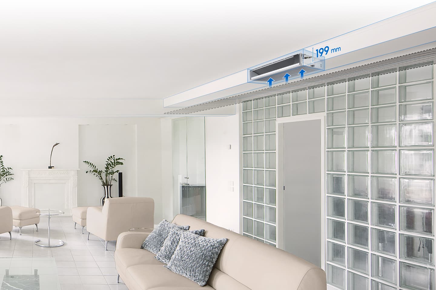 Thiết kế Slim Duct gọn trong trần - minh họa Samsung AM036KNLDEH/EU