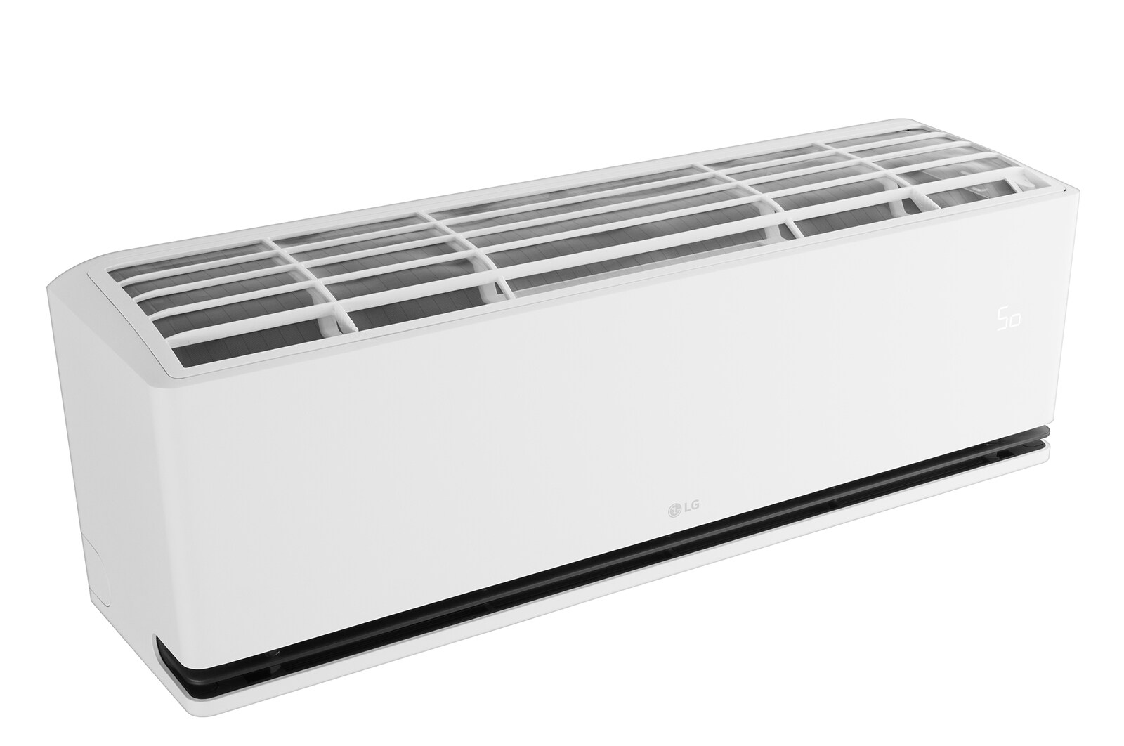 Góc nhìn phía trên dàn lạnh và cửa gió Soft Air trên trang LG IDC24M2