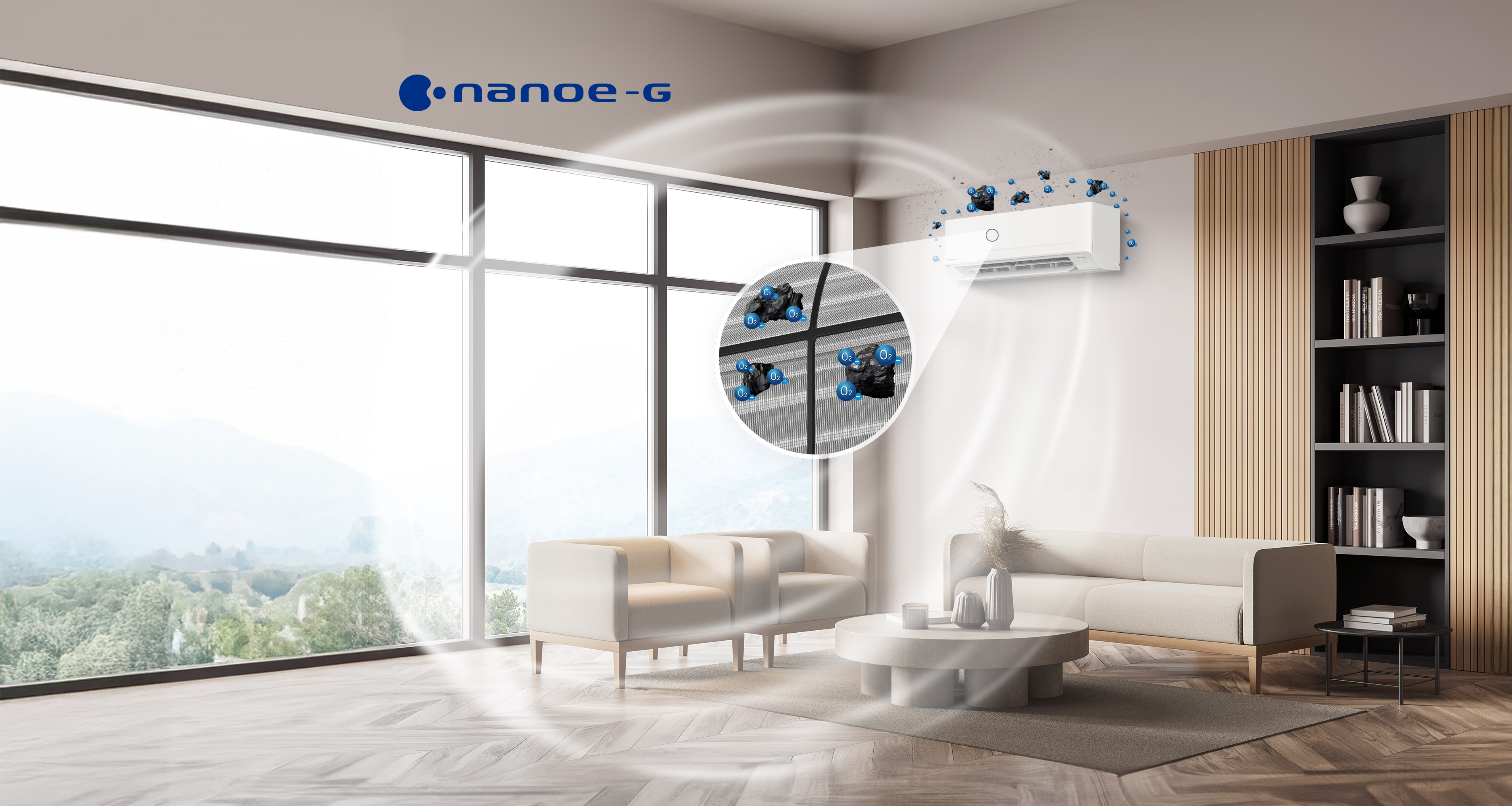 nanoe-G đưa bụi mịn về lưới lọc trên máy lạnh Panasonic BU9BKH-8