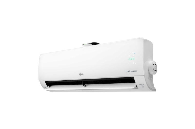 Máy lạnh LG V10APFUV nhìn chéo từ bên phải, cửa gió mở