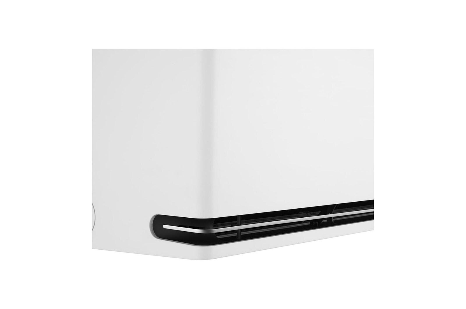 Cận cảnh góc mặt trước và viền cửa gió của máy lạnh LG IPC09M1