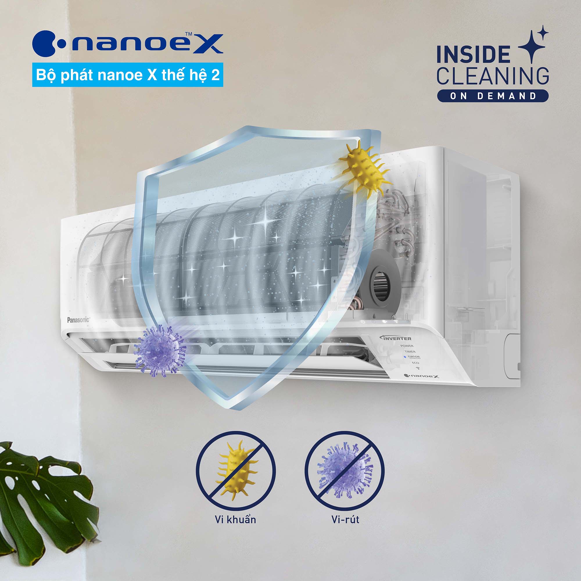 Làm khô dàn lạnh và kích hoạt nanoe™ X theo nhu cầu trên máy lạnh Panasonic RU18CKH-8D